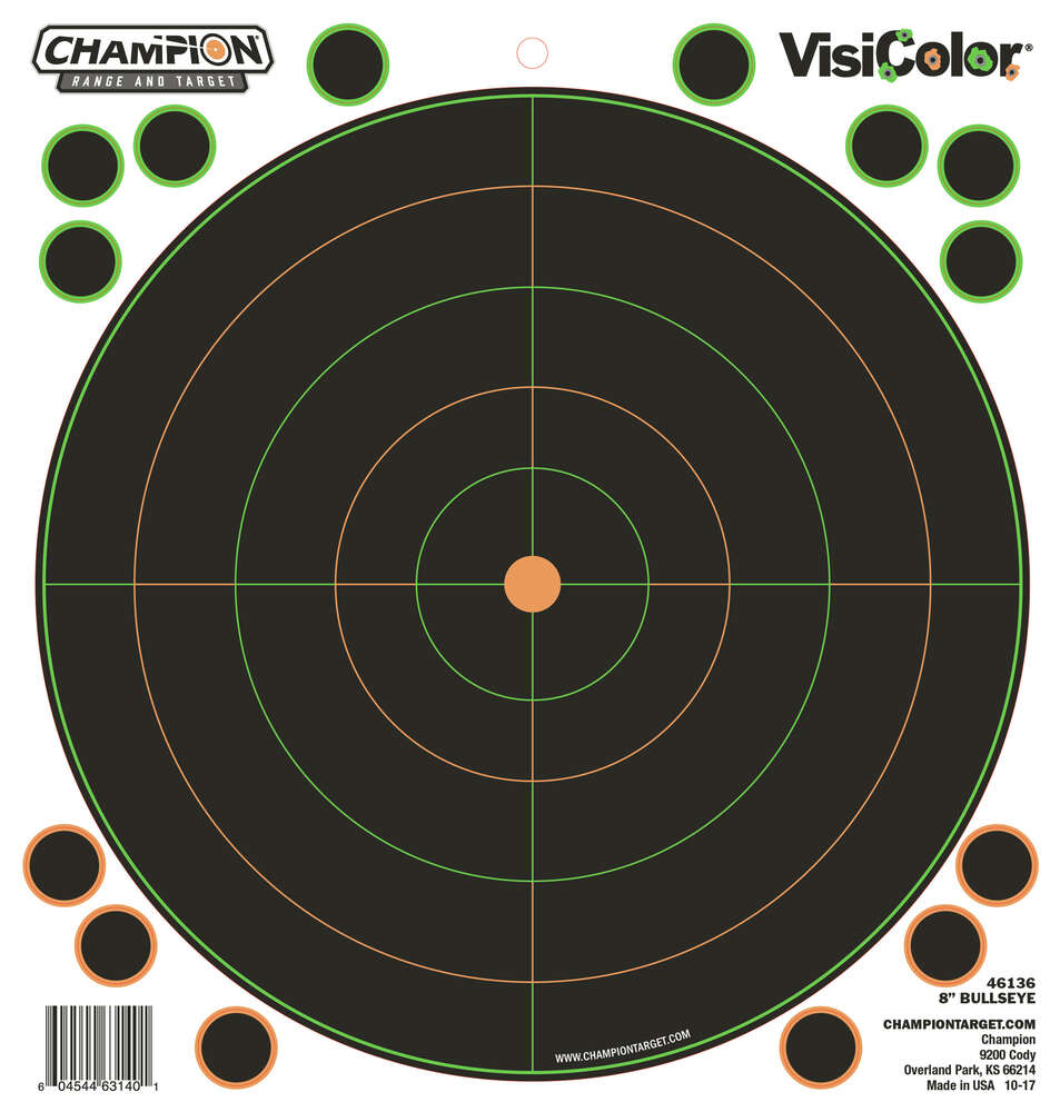 Targets Champion Traps&Targets Paper CHAMP 46136      8IN BULLS EYE 5PK W/40 PASTERS • Model: Paper